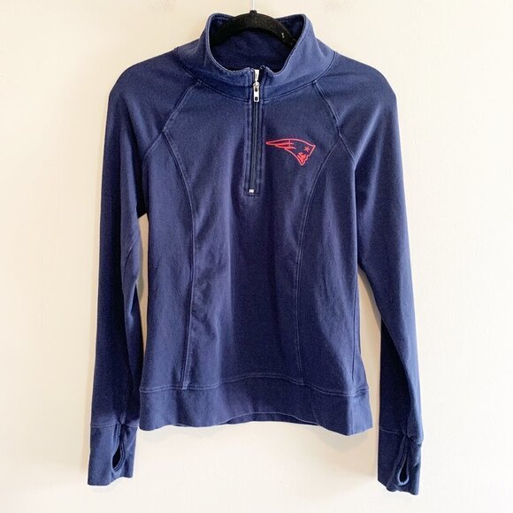 PINK Victoria's Secret NFL New England Patriots Mock Neck 3/4 Zip Sweatshirt - Picture 1 of 7